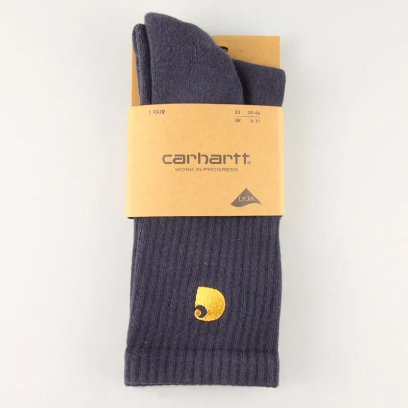 Carhartt WIP Chase Socks - Dark Navy/Gold-1